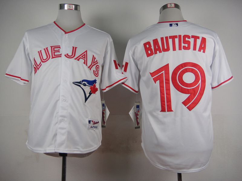Men Toronto Blue Jays #19 Bautista White red MLB Jerseys->toronto blue jays->MLB Jersey